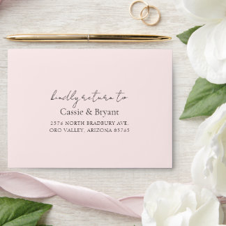 Elegant Minimal Blush Pink Wedding Invitation Envelope