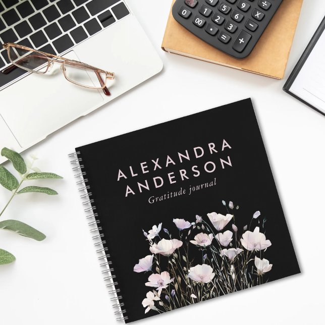 Elegant Minimal Boho Pink Wildflowers Watercolor Notebook (Creator Uploaded)