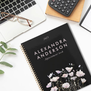 Elegant Minimal Boho Pink Wildflowers Watercolor Planner