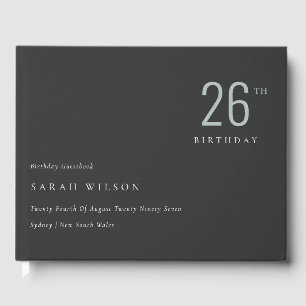 Elegant Minimal Bold Black Blue Any Age Birthday Guest Book