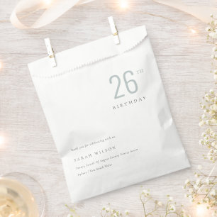 Elegant Minimal Bold Dusky Blue Any Age Birthday Favour Bags