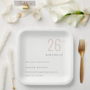 Elegant Minimal Bold  Dusky Blush Any Age Birthday Paper Plate