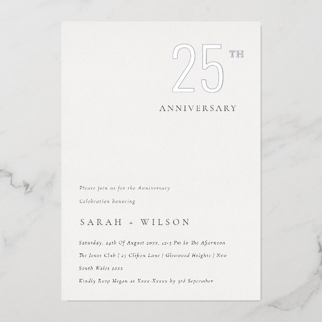 Elegant Minimal Bold Silver Any Year Anniversary (Front)