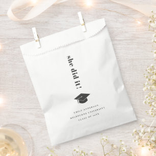 Elegant Minimal Bold Typography Graduation Cap Favour Bags