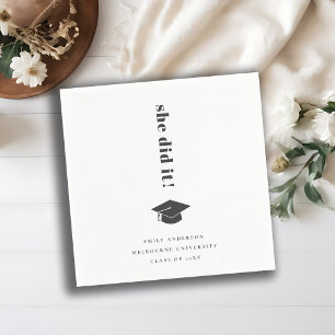 Elegant Minimal Bold Typography Graduation Cap Napkin