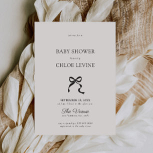 Elegant Minimal Bow Baby Shower Invitation