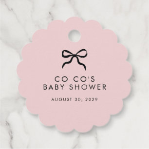 Elegant Minimal Bow Blush Pink Baby Shower Candle  Favour Tags