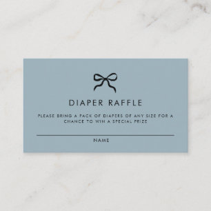Elegant Minimal Bow Boy Baby Shower Diaper Raffle Enclosure Card