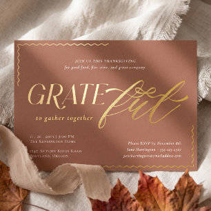 Elegant Minimal Bow Grateful Thanksgiving Dinner