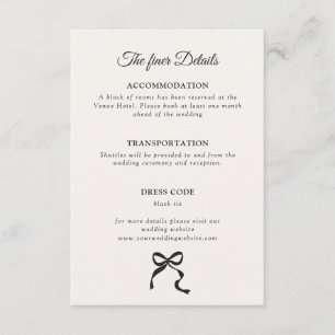 Elegant Minimal Bow Wedding Details Enclosure Card