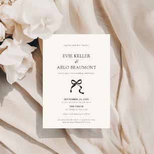 Elegant Minimal Bow Wedding Invitation