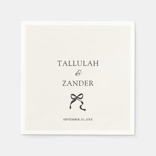 Elegant Minimal Bow Wedding Napkin (Front)
