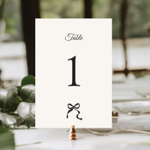 Elegant Minimal Bow Wedding  Table Number