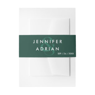 Elegant Minimal Brunswick Green Modern Wedding Inv Invitation Belly Band