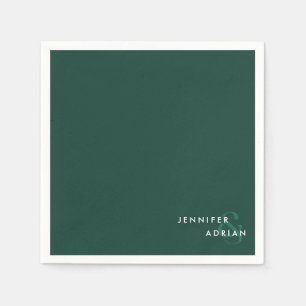 Elegant Minimal Brunswick Green Modern Wedding Napkin