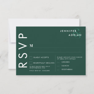Elegant Minimal Brunswick Green Modern Wedding RSV Invitation