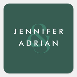 Elegant Minimal Brunswick Green Modern Wedding Square Sticker