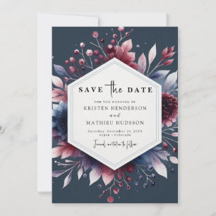 Elegant Minimal Burgundy Wedding Save The Date