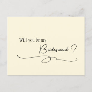 Elegant Minimal Calligraphy Bridesmaid Proposal  P Postcard
