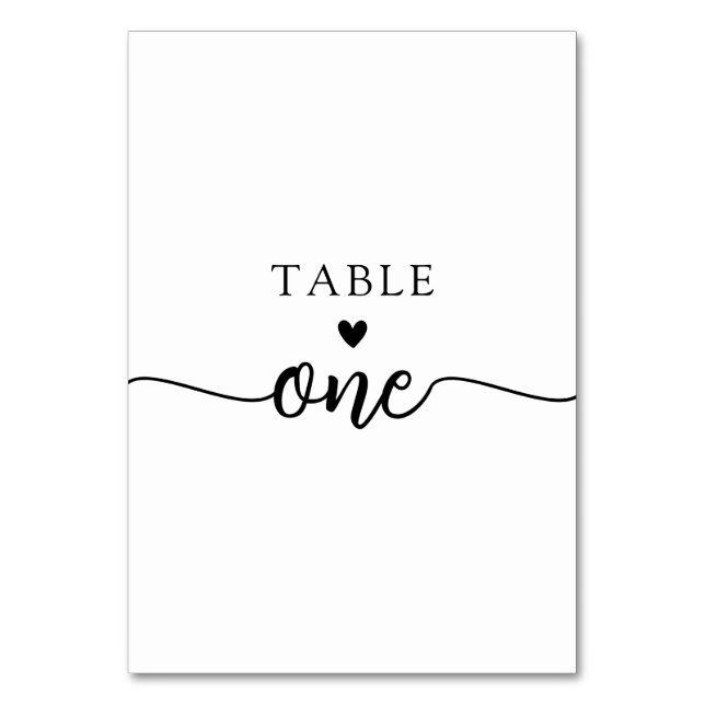 Elegant Minimal Calligraphy Custom Table Number (Front)