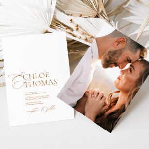 Elegant Minimal Calligraphy Photo Couple Wedding Invitation