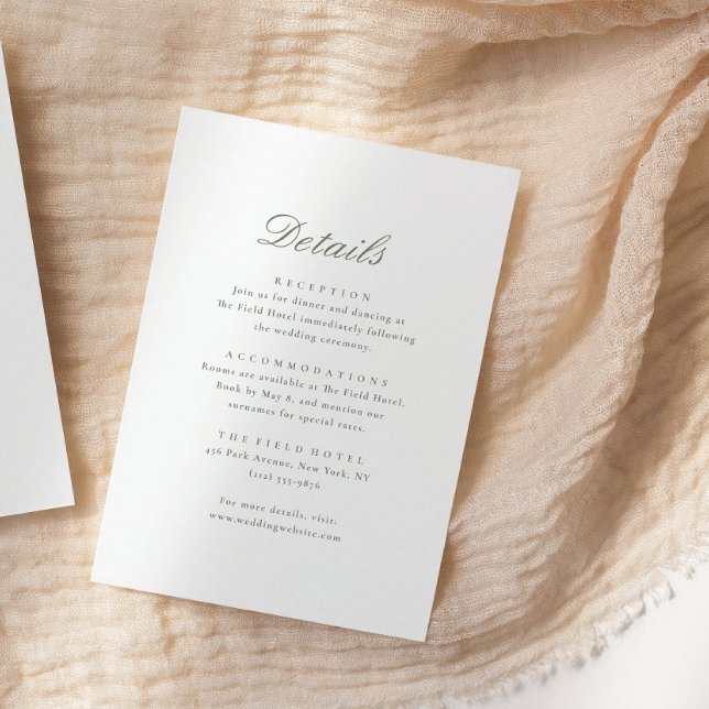 Elegant Minimal Calligraphy Script Details Wedding Enclosure Card (Creator Uploaded)