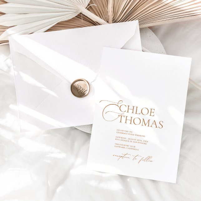 Elegant Minimal Calligraphy White Classic Wedding Invitation (Creator Uploaded)
