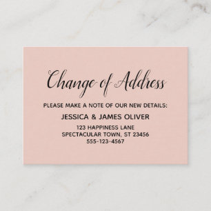 Elegant, Minimal Change of Address Blush Pink Card