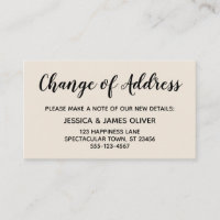 Elegant, Minimal Change of Address Cream Card