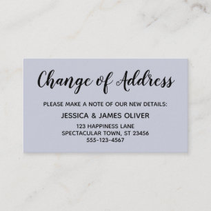 Elegant, Minimal Change of Address Dusty Blue Card