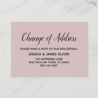 Elegant, Minimal Change of Address Dusty Rose Card
