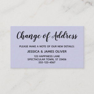 Elegant, Minimal Change of Address Lavender Card