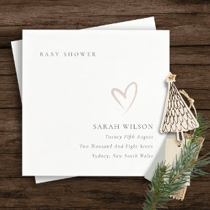 Elegant Minimal Chic Blush Pink Heart Baby Shower Napkin