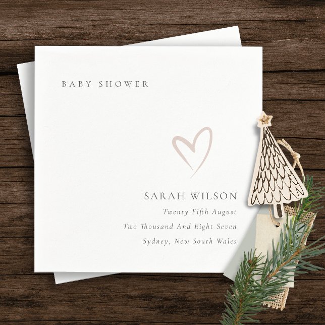 Elegant Minimal Chic Blush Pink Heart Baby Shower Napkin (Creator Uploaded)