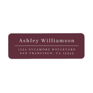 Elegant Minimal Chic Burgundy Return Address