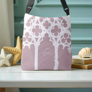 Elegant Minimal Chic Gothic Arch Typography Pink Crossbody Bag