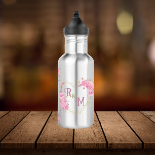 Elegant minimal Chic Initial letter monogram name 532 Ml Water Bottle