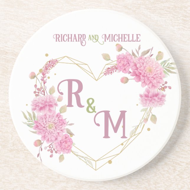 Elegant minimal Chic Initial letter monogram name Coaster (Front)