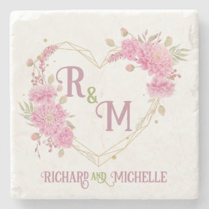 Elegant minimal Chic Initial letter monogram name Stone Coaster
