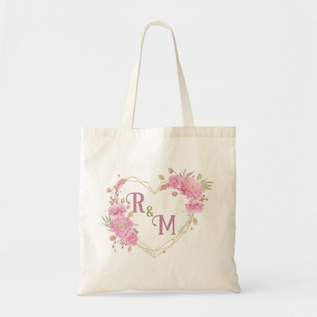 Elegant minimal Chic Initial letter monogram name Tote Bag (Front)