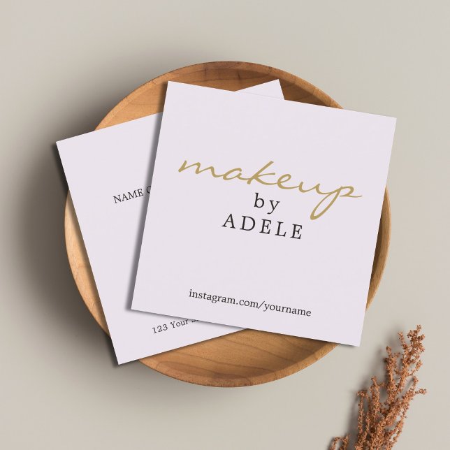 Elegant Minimal Chic Makeup Artist Beauty Square Business Card (Creator Uploaded)