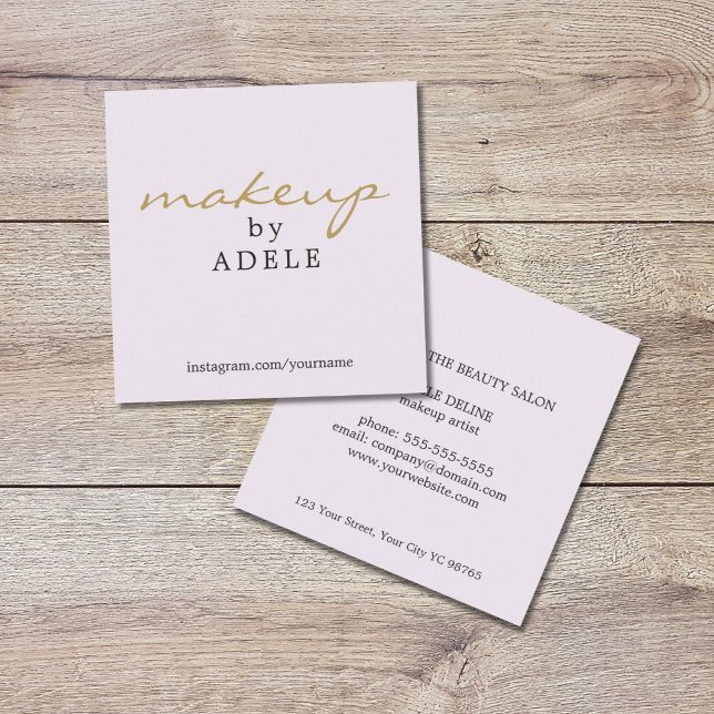 Elegant Minimal Chic Makeup Artist Beauty Square Business Card (Creator Uploaded)