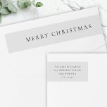 Elegant Minimal Christmas Dove Grey Return Address Wrap Around Label<br><div class="desc">A stylish minimal holiday wrap around return address label with classic typography "Merry Christmas" in black on a clean simple soft dove grey background. The text can be easily customised for a personal touch. A simple,  minimalist and contemporary christmas design to stand out this holiday season!</div>