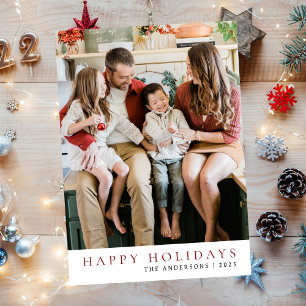 Elegant Minimal Christmas   Modern Family 1 Photo Holiday Card