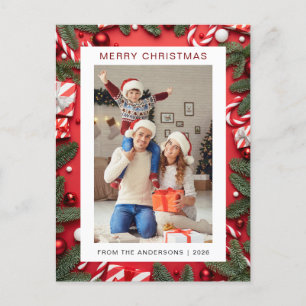 Elegant Minimal Christmas   Modern Family 1 Photo Holiday Postcard