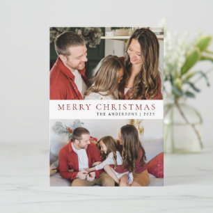 Elegant Minimal Christmas Modern Family 2 Photo Holiday Card