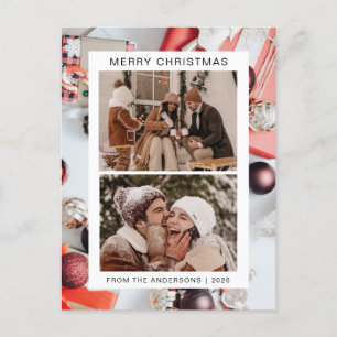 Elegant Minimal Christmas   Modern Family 2 Photo Holiday Postcard