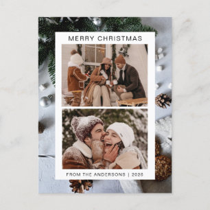 Elegant Minimal Christmas   Modern Family 2 Photo Holiday Postcard