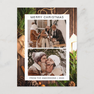Elegant Minimal Christmas   Modern Family 2 Photo Holiday Postcard