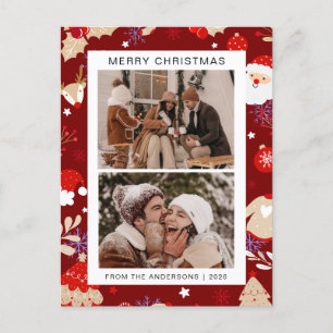Elegant Minimal Christmas   Modern Family 2 Photo Holiday Postcard
